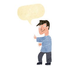 cartoon happy man with speech bubble N76