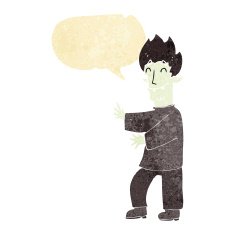 cartoon excited vampire with speech bubble N2