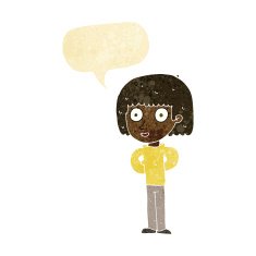 cartoon staring woman with speech bubble N9