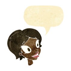 cartoon pretty female face with speech bubble N17