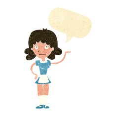 cartoon maid with speech bubble N8