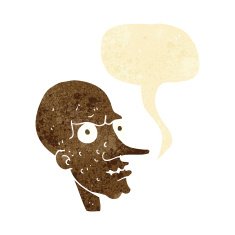 cartoon evil old man with speech bubble N4