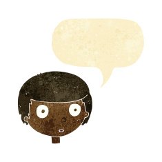 cartoon curious boy with speech bubble N7