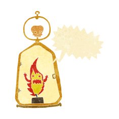 cartoon spooky lantern with speech bubble