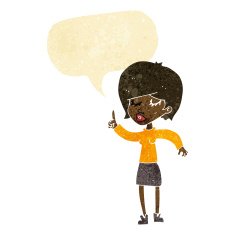 cartoon woman with idea speech bubble N46