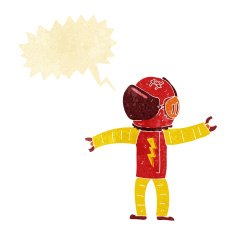 cartoon astronaut with speech bubble N20