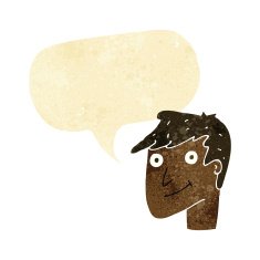 cartoon happy man with speech bubble N77