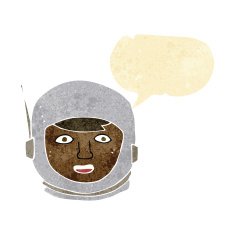 cartoon astronaut head with speech bubble N2