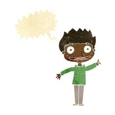 Cartoon happy boy with speech bubble N39