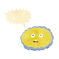 shocked cartoon cloud face with speech bubble