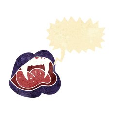 cartoon vampire lips with speech bubble N2