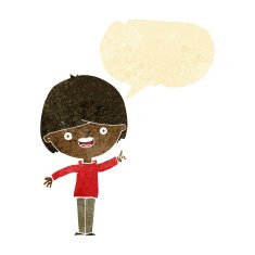 Cartoon happy boy with speech bubble N41