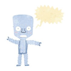 cartoon robot with speech bubble N34
