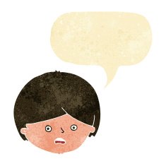cartoon unhappy boy with speech bubble N10