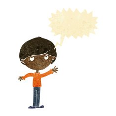 Cartoon happy boy with speech bubble N42