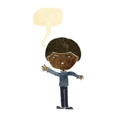 cartoon mean man with speech bubble