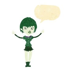 cartoon vampire girl with speech bubble N43