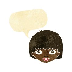 cartoon female face with speech bubble N26