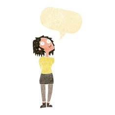 cartoon curious woman with speech bubble N11