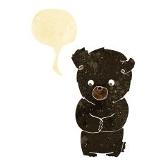 cute cartoon black bear with speech bubble N16