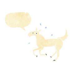 cartoon horse sweating with speech bubble N2