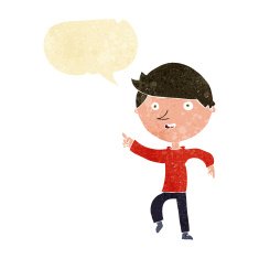 cartoon happy pointing with speech bubble N2