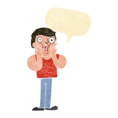 cartoon shocked gym man with speech bubble N3