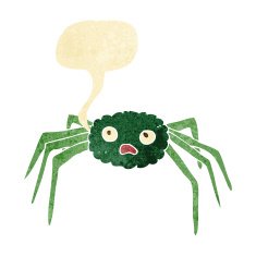 cartoon spider with speech bubble N4