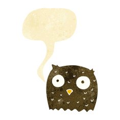 Cartoon owl with speech bubble N13