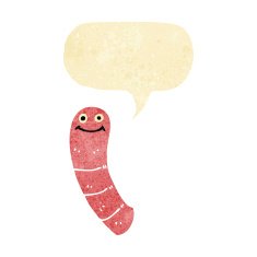cartoon worm with speech bubble N2