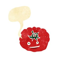cartoon tomato with speech bubble N7