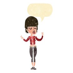 cartoon cool girl with speech bubble N6