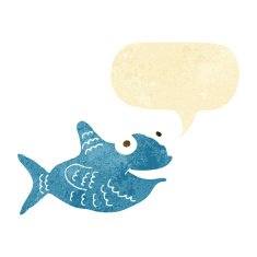 cartoon happy fish with speech bubble N5