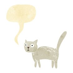 cartoon frightened cat with speech bubble N6