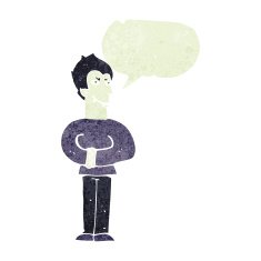 cartoon vampire with speech bubble N24
