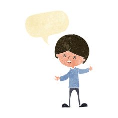 cartoon unhappy boy with speech bubble N11