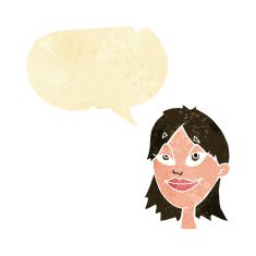 cartoon happy woman with speech bubble N49