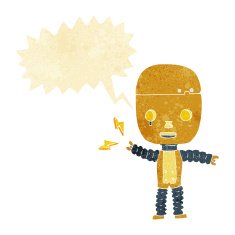 cartoon robot with speech bubble N38