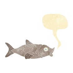 cartoon fish with speech bubble N15