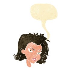 cartoon female face with speech bubble N28