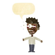 cartoon staring man with speech bubble N4