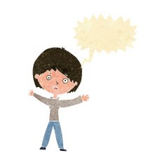 cartoon worried woman with speech bubble N15