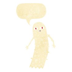cartoon spooky ghost with speech bubble N10