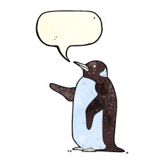 cartoon penguin with speech bubble N3