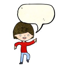 cartoon man pointing with speech bubble N40