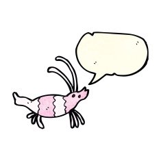 cartoon shrimp with speech bubble N8