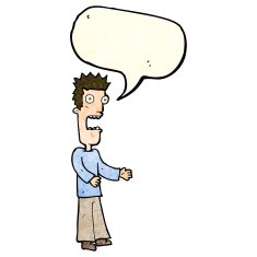 cartoon man freaking out with speech bubble N3