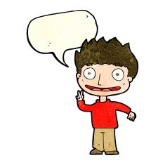 Cartoon happy boy with speech bubble N50
