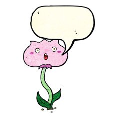 cartoon shocked flower with speech bubble N3