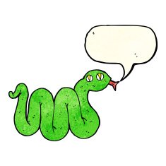 funny cartoon snake with speech bubble N6